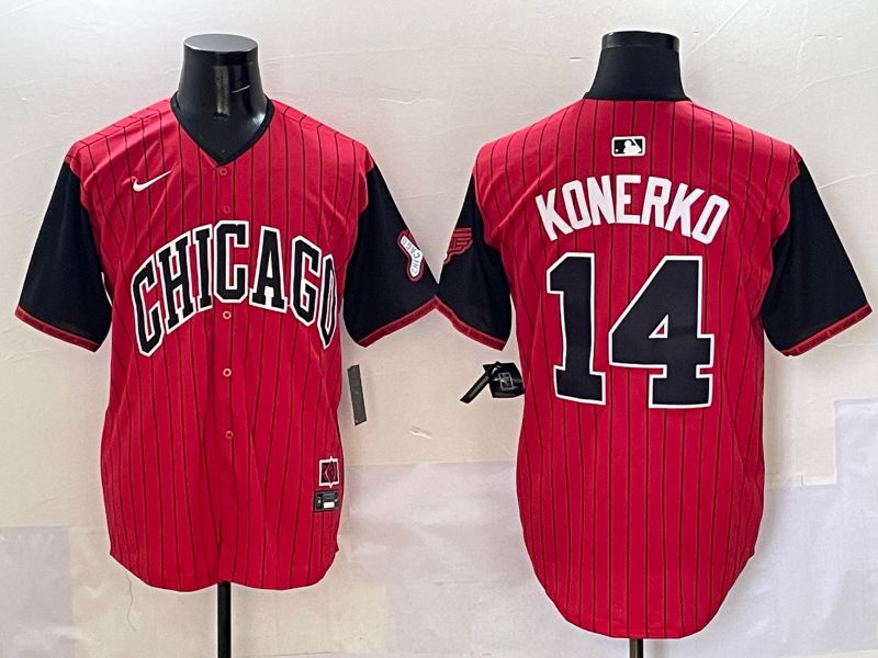 Men Chicago White Sox #14 Konerko Red Stripe Joint Name Nike 2025 MLB Jersey style 1